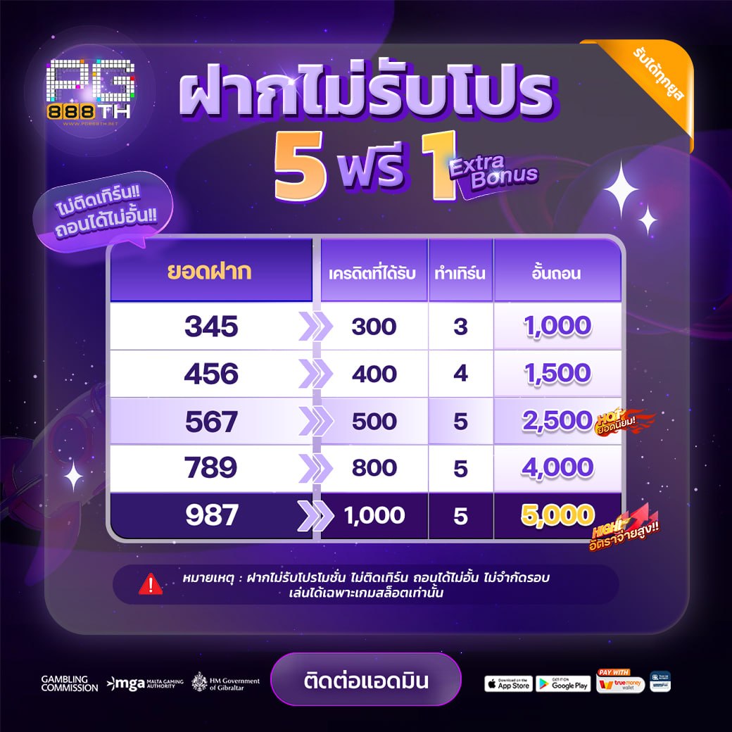 ฝากไม่รับโปร 5 ฟรี 1